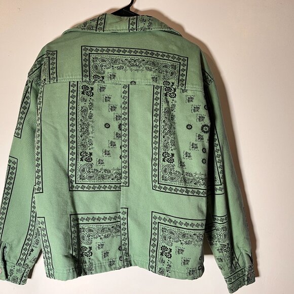 Zara Teal Paisley Pattern Jacket Zip Up - Picture 2 of 2